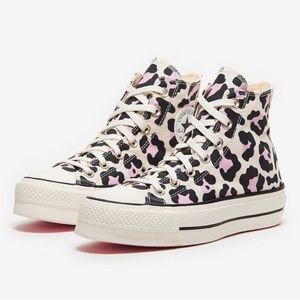 Pink leopard platform converse Women’s size 8  EUR size 39